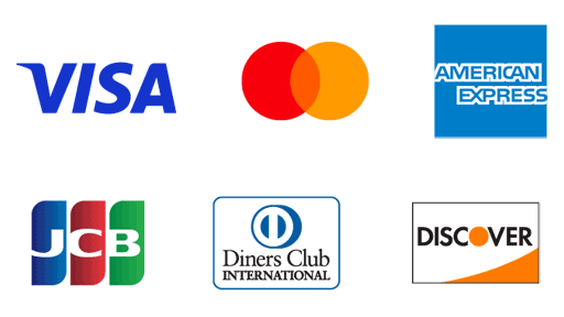 Visa, Mastercard, American Express, JCB, Diners Club, Discover,QUICPay＋, iD, Apple Pay, EMV Contactless